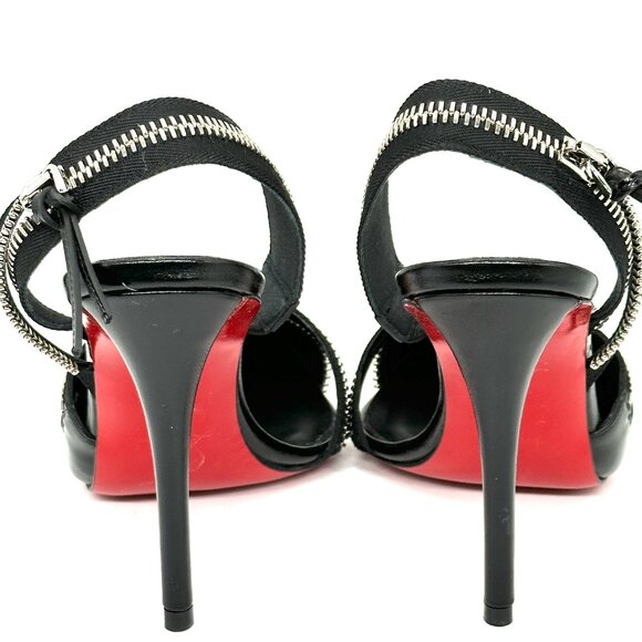 Christian Louboutin SLINGYZIP 100 Slingback Zip Heels Sandals Pumps Shoes - Picture 10 of 16